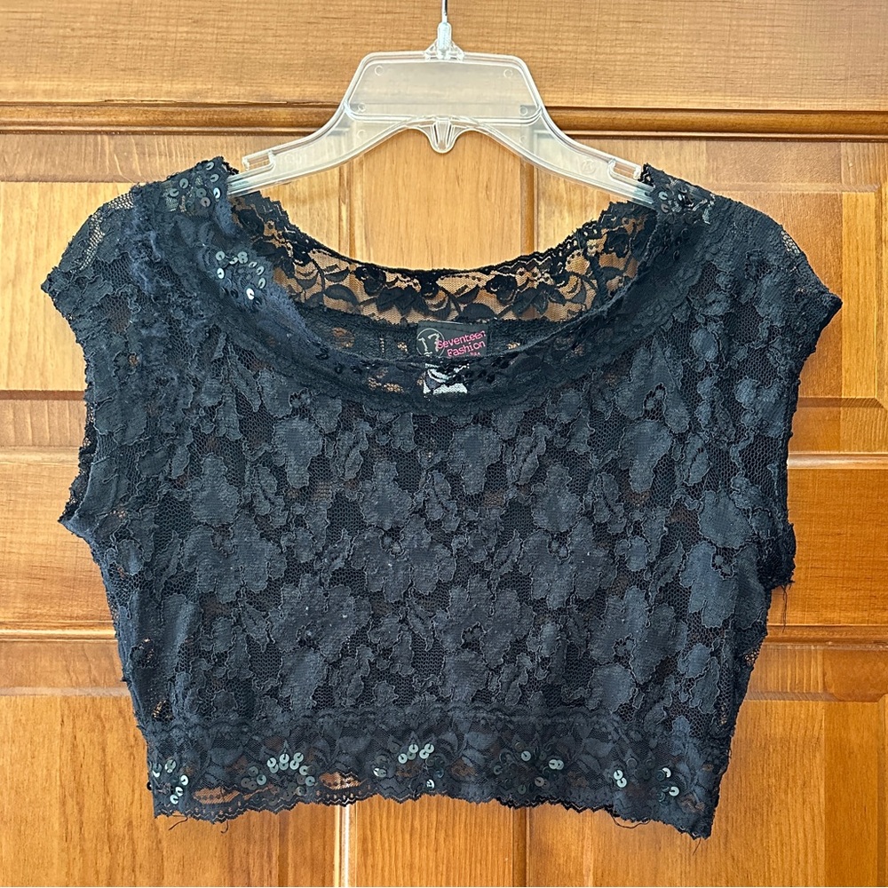 Elegant Black Lace Crop Top